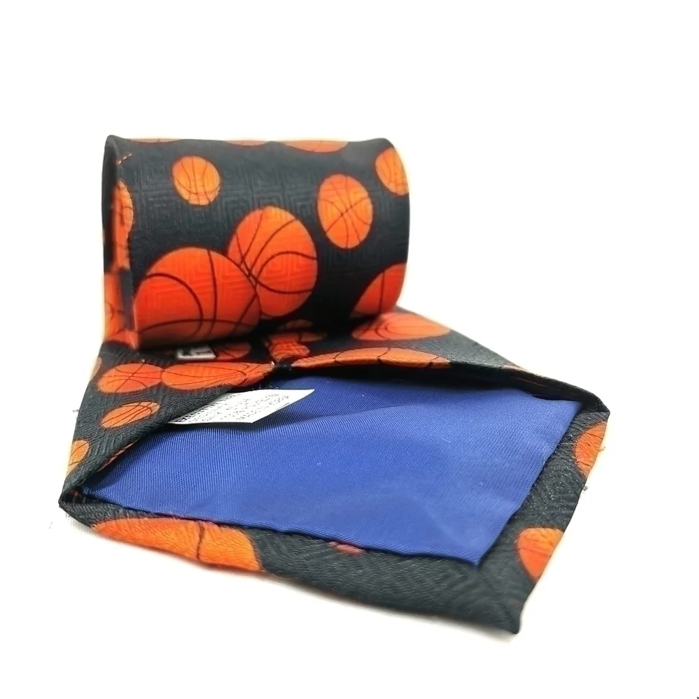 Designs By A. Rogers Basketball II ETMC Orange Sports Theme Long Neck Tie - Picture 9 of 12